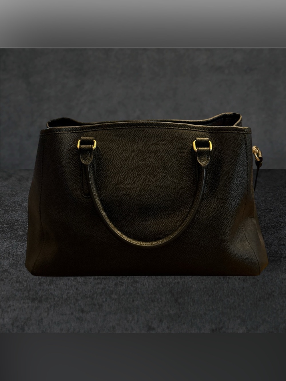 COACH F57527 SMALL MARGOT CARRYALL CROSSGRAIN LEATHER BLACK HANDBAG WITH WALLET - Picture 4 of 16